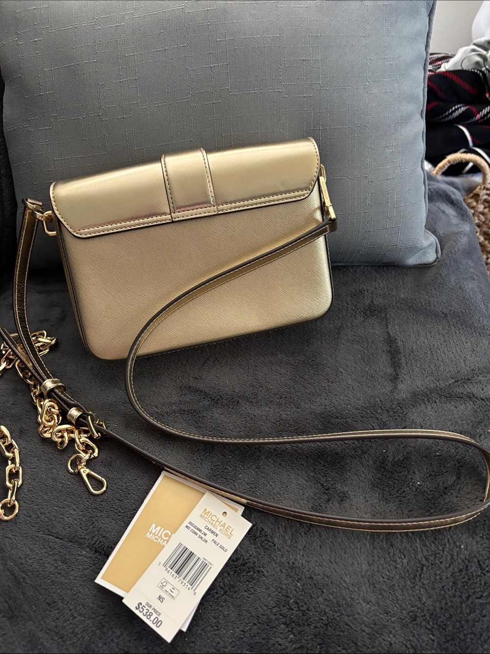 Michael Kors Metallic Gold Crossbody with MK Medallion - Picture 3 of 3